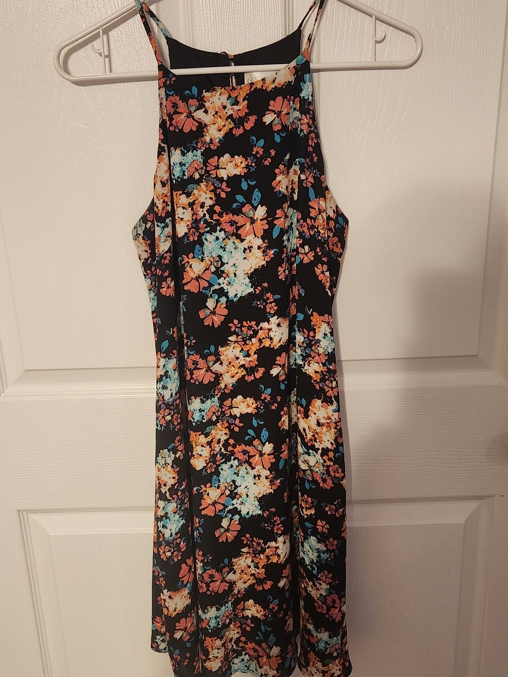 Decree Black Dress with Teal and Coral Floral Print